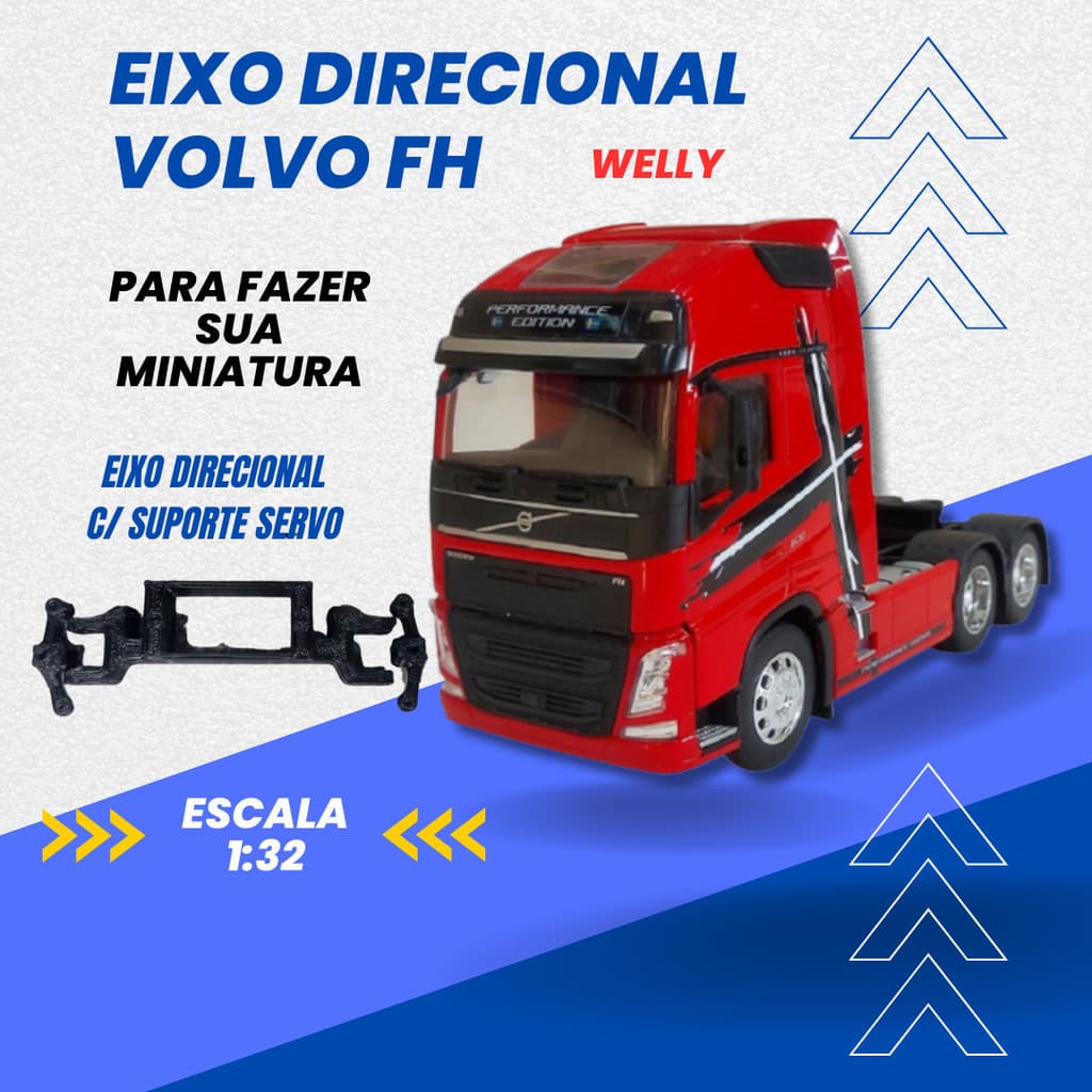 EIXO DIRECIONAL C/ SUPORTE SERVO-VOLVO FH500 1:32 WELLY