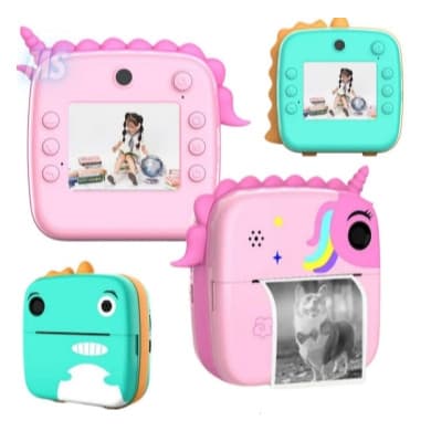 Câmera Digital Infantil Com Tela IPS De 2,4 Polegadas Full HD Impressão Instantânea Orelha De Luz Cordão De Segurança