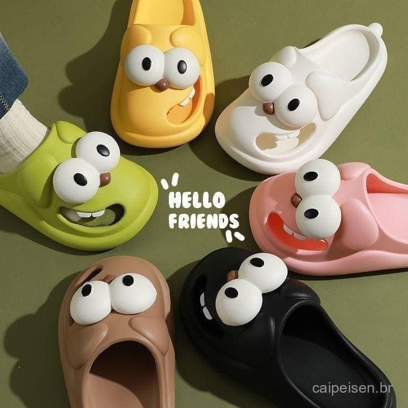 Chinelos de Olhos Grandes de Estilo Novo BHD 2024 para Cães Femininas, Sapatos Grossos de Verão Baotou com Bu UCSC