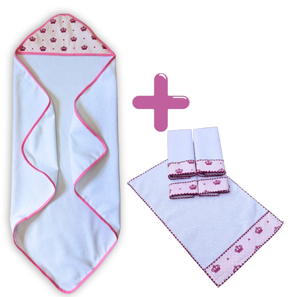 Toalha de Banho para Bebê com Capuz Forrado + 5 Toalhinhas Higiênica Atoalhado