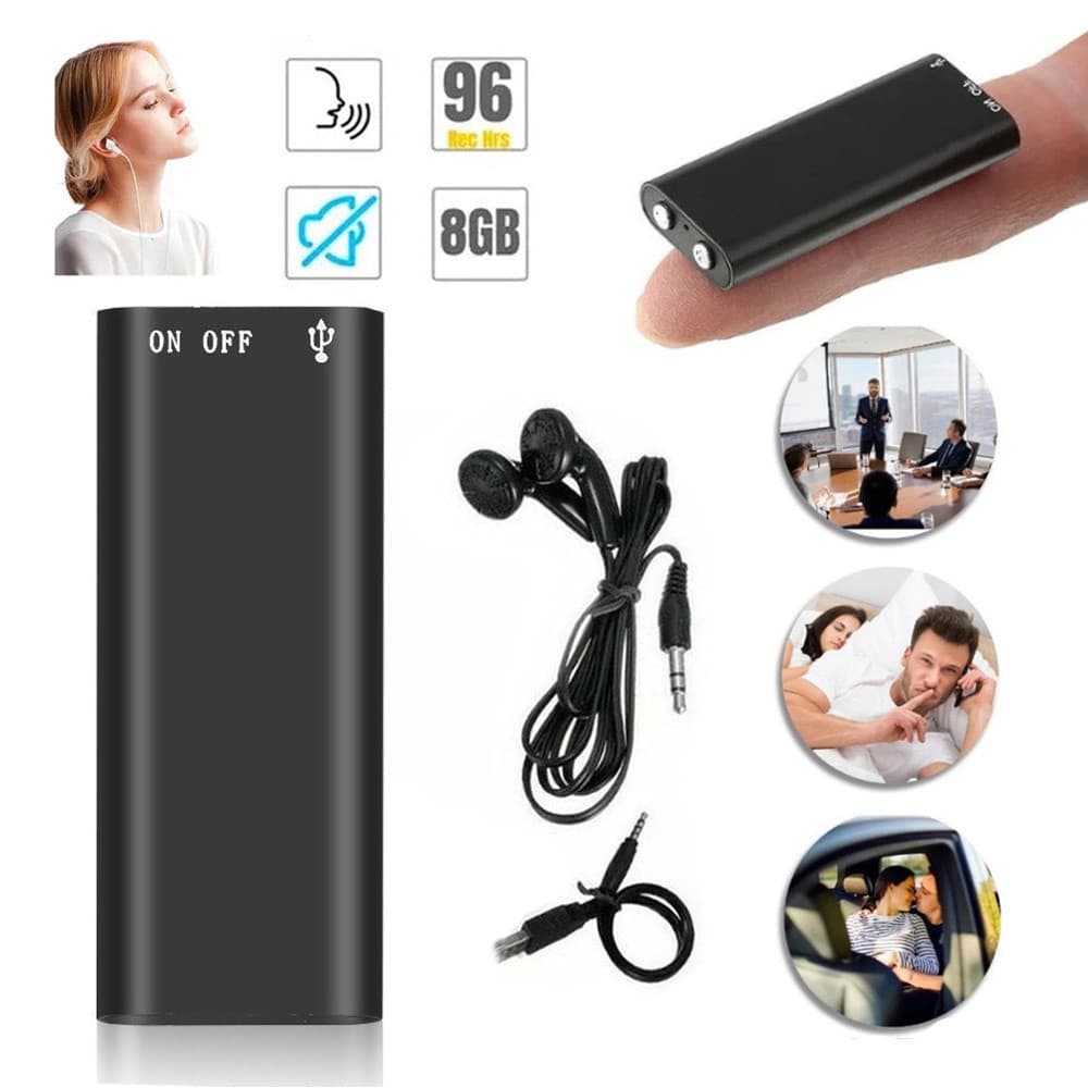 Micro Gravador Espião MP3 Player Com 96 Horas De Monitoramento - 8g
