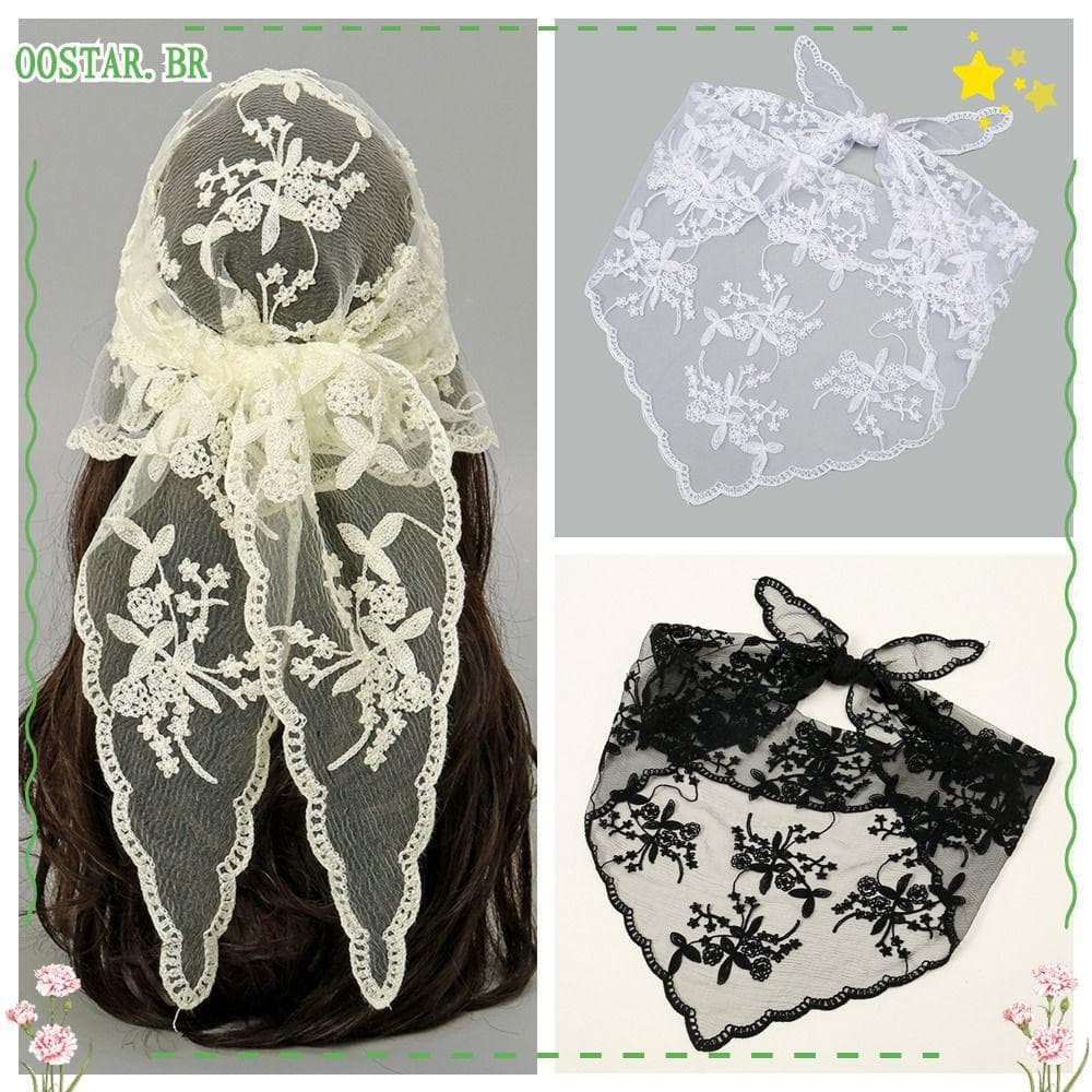 Lenço De Renda OOSTAR , Bandana Foulard De Cor Sólida Fina , Bordado Vintage Vazado