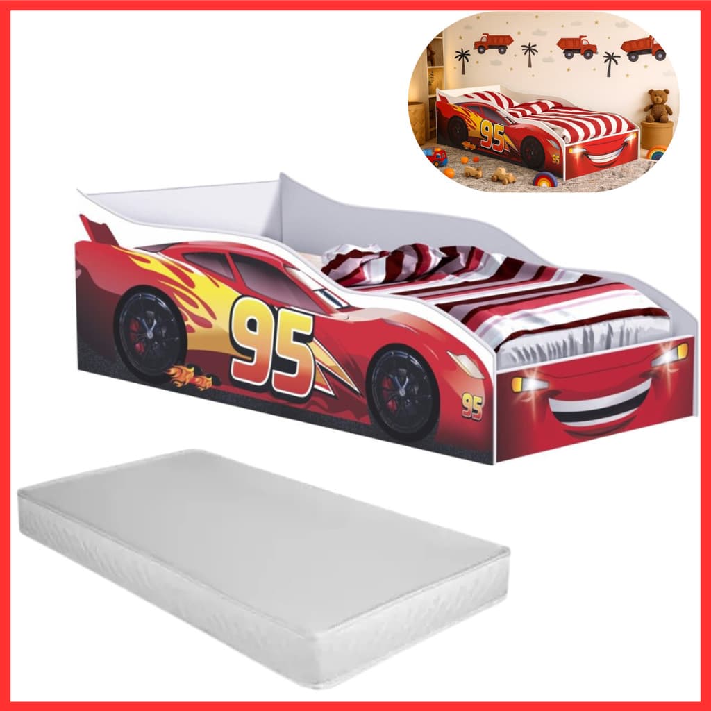 Cama Montessoriana Com Colchão Infantil Carros Menino Quarto Criança