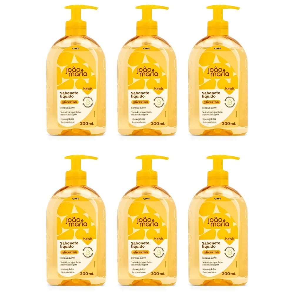 KIT 6UN SABONETE LIQUIDO 200ML JOÃO E MARIA - CIMED
