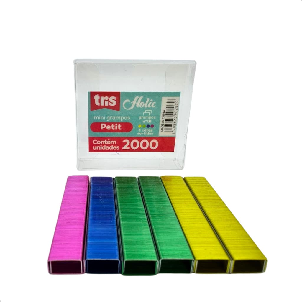 Grampo Para Grampeador de Papel Pequeno Colorido Tris Holic N° 10