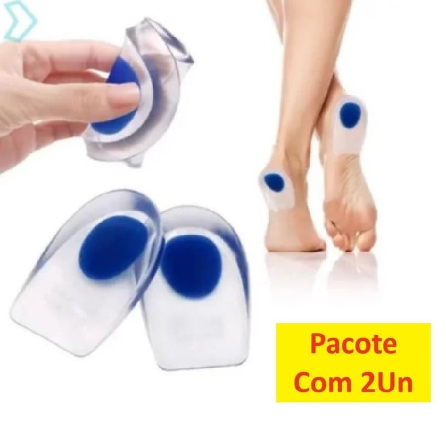 Palmilha Calcanheira Anti Impacto 6X10Cm Silicone Gel Ortopedico Para Dores Fortes Nós Pés Utilmix