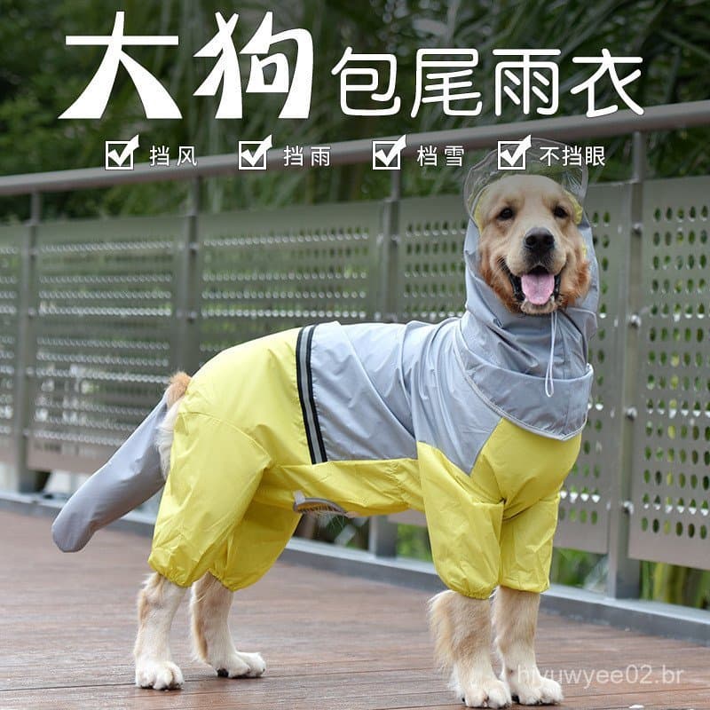 Capa de Chuva Cobertura Completa Impermeável Capa de Chuva Poncho para Cães Grandes Samoieda Cães Médios Golden Retrieve
