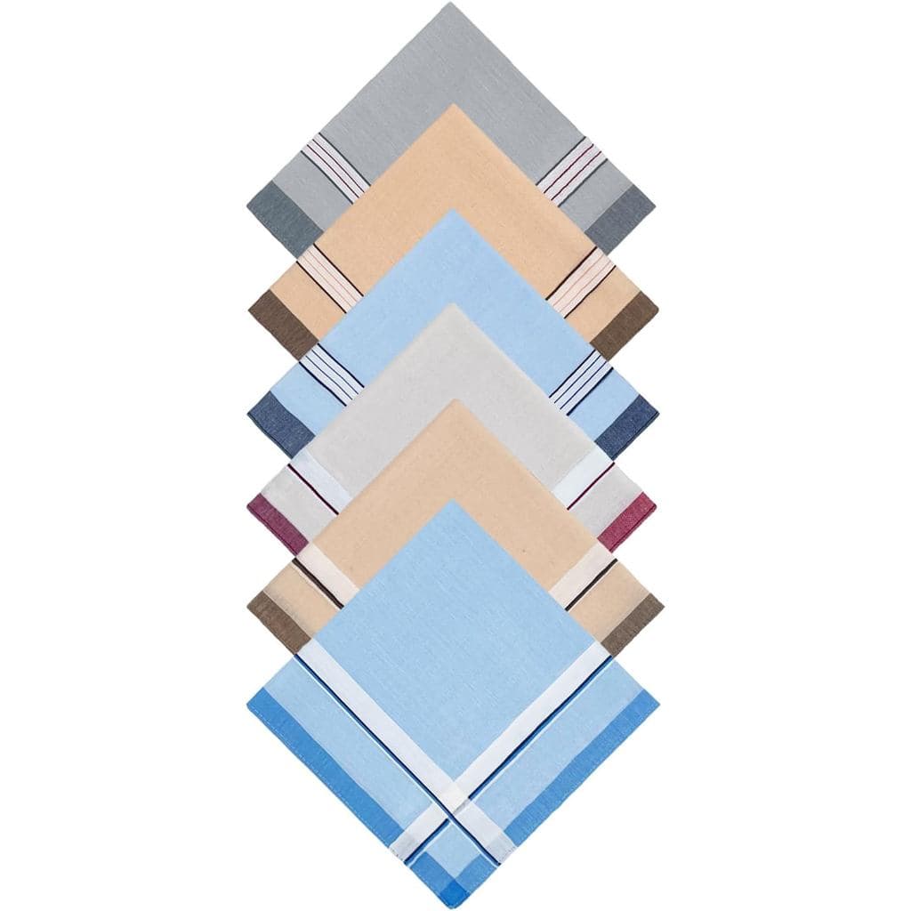 Pacote com 6 Lenços Masculinos de Algodão Macio, Lenços Premium Sortidos para Homens (A)