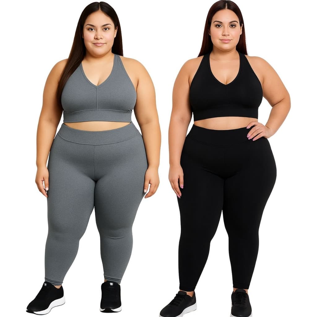 Kit 2 Calças Suplex Plus Size Feminino Cós Alto Academia