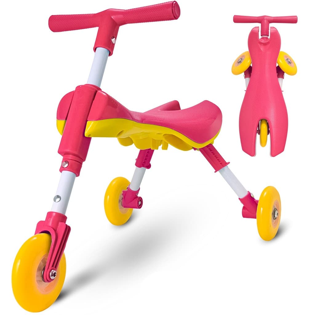 Bicicleta De Equilíbrio Infantil Sem Pedal Triciclo Rosa Dobrável Para Crianças