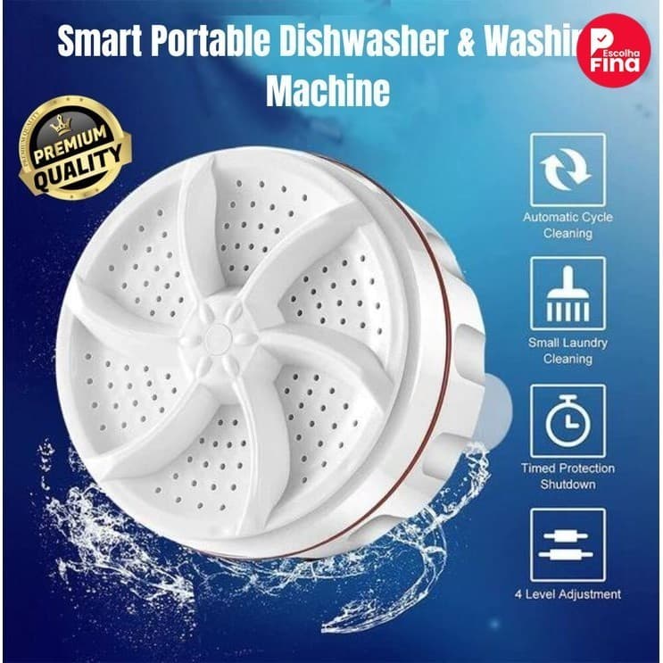 Mini Máquina de Lavar Roupas Panos Toalhas no Balde Portátil Ultrassônica Lavanderia USB Lava Louças Branco com USB