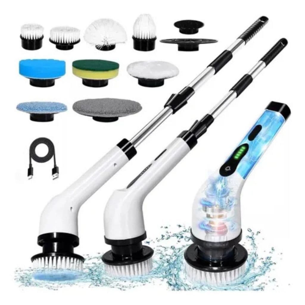 Esfregão Elétrico Recarregável 9 em 1 Multiuso Sem Fio Giratório Limpeza Pesada