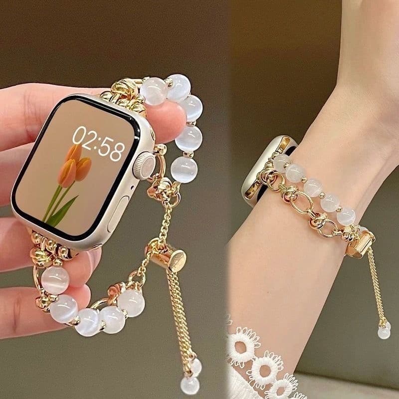 Pulseira Elástica Para Apple Watch Corrente De Metal Série 11 10 9 8 7 6 5 4 Se Ultra 3/2 iWatch 46mm 42mm 44mm 40mm 45m