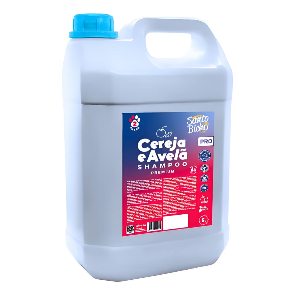 Shampoo Premium Cereja E Avelã 5l Santo Bicho Banho Tosa Pet