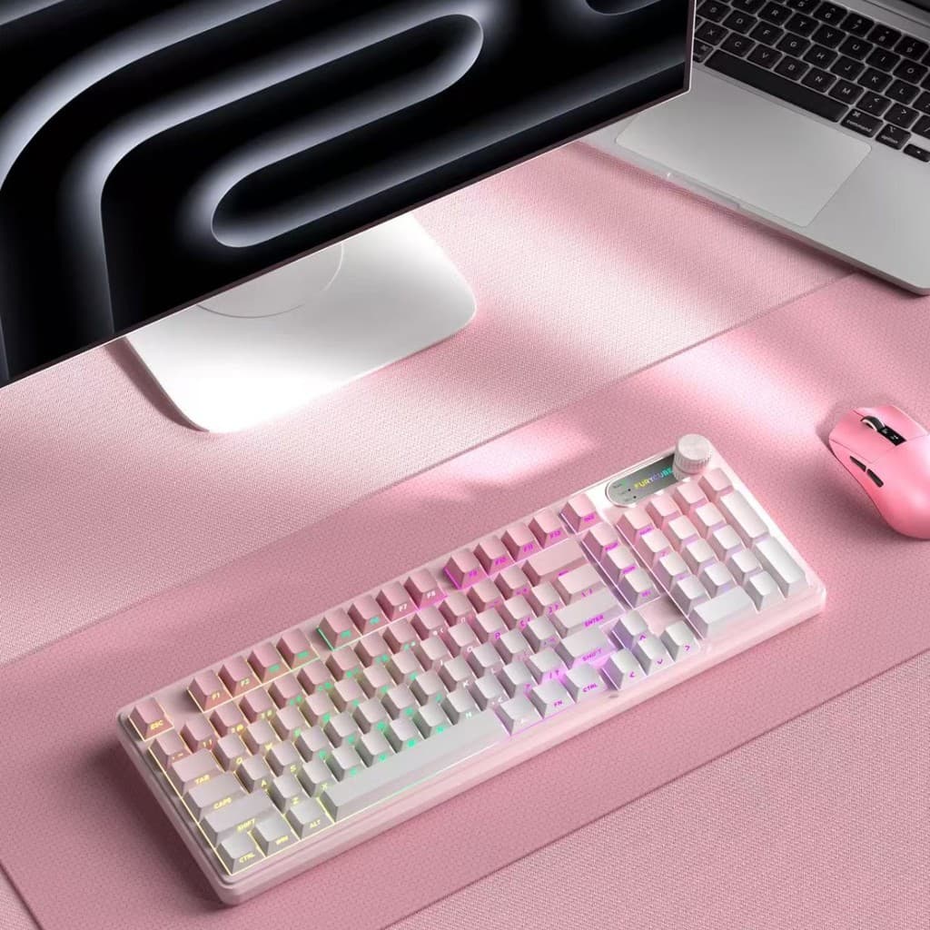 IP98  Teclado Rosa com Botão Giratório, à Prova d’Água e Cheio de Estilo