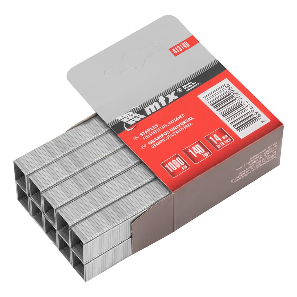 GRAMPOS PARA GRAMPEADORES, TIPO 140, TEMPERADO, 14MM, 1000 PCS // MTX