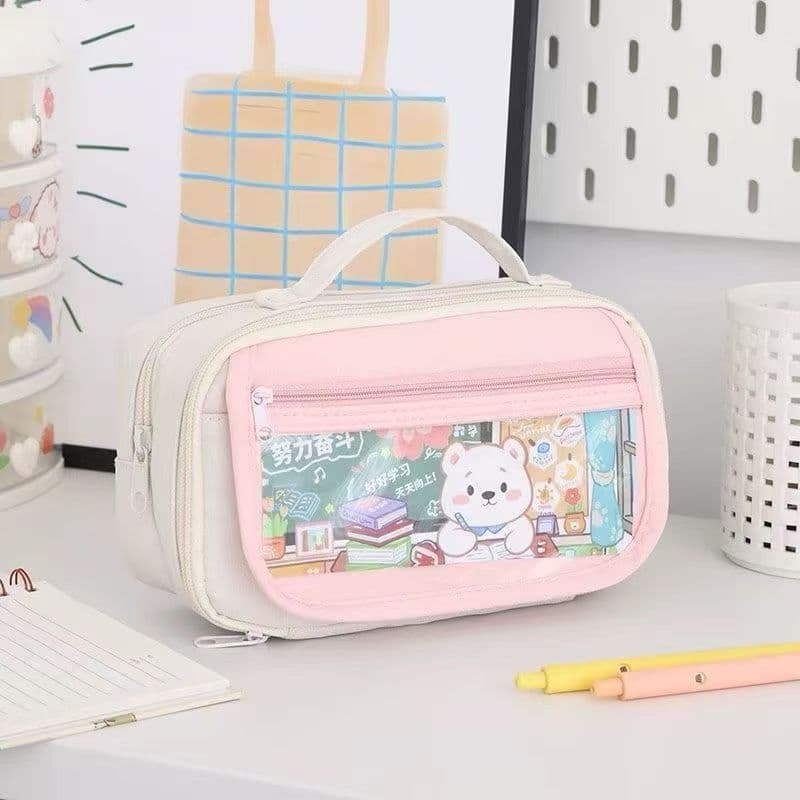 Estojo De Lápis De Tecido De Grande Capacidade Camada /Double Sided Pen Bag Pencil Case/Escolar