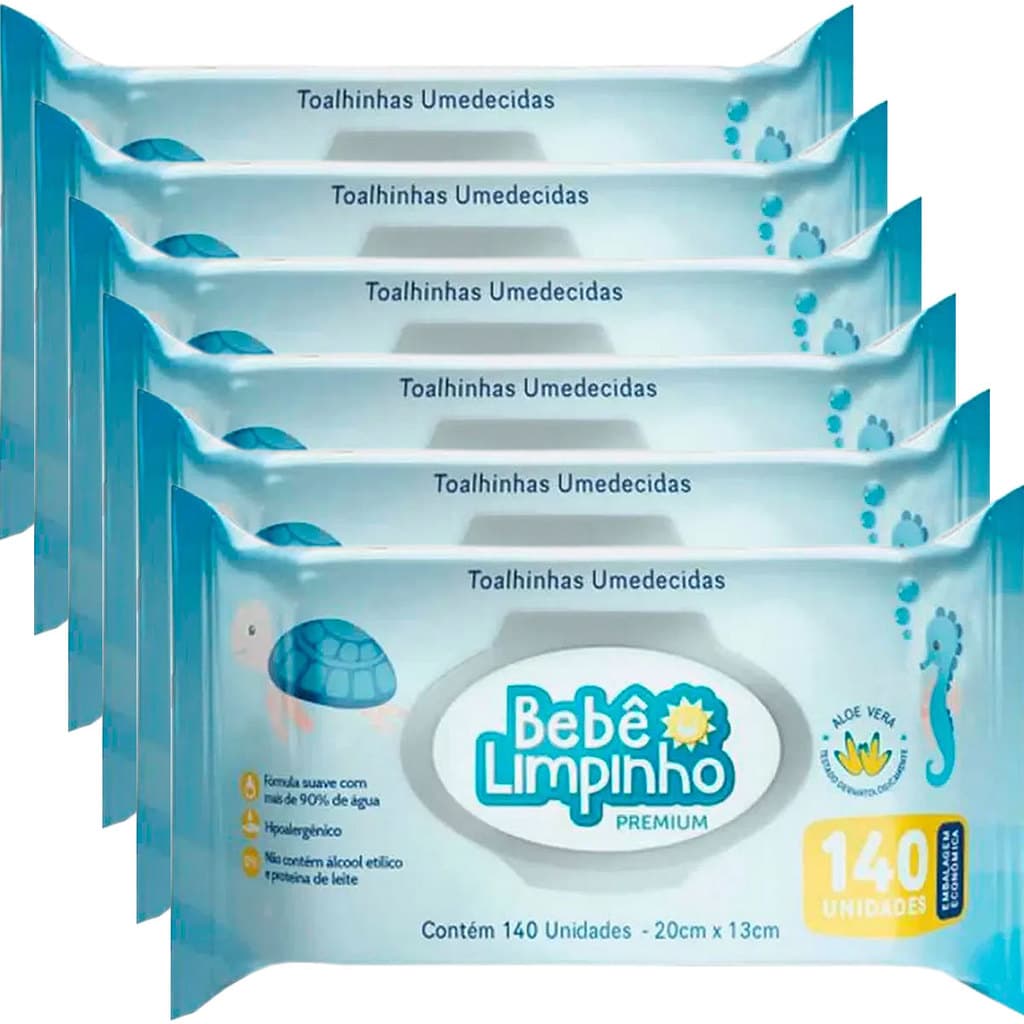 kit 840 Toalhas Umedecidas Bebê Limpinho Premium