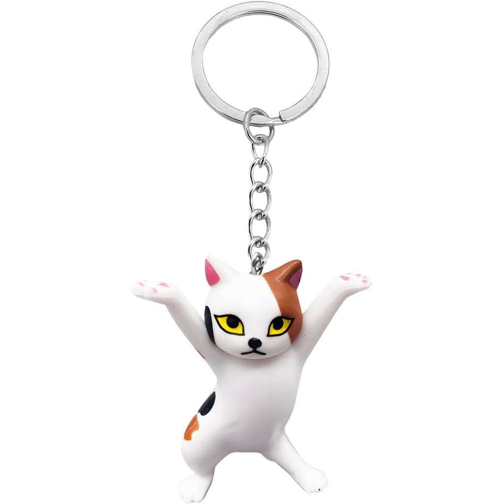Kawaii Engraçado Dança Gato Chaveiro Bonito Saco Encantos Bolsa Para Bolsas Mochilas Chaves Do Carro Acessórios Presente