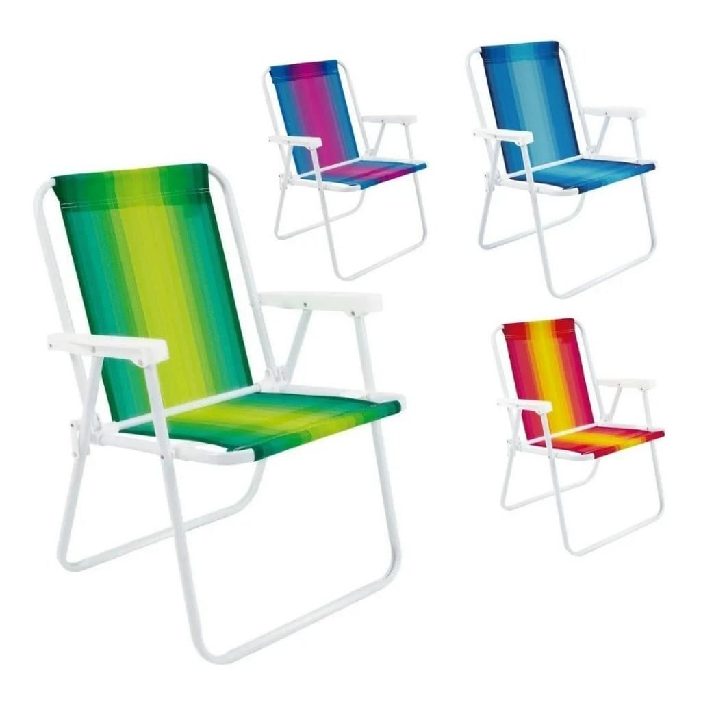 Kit 2 Cadeira de Praia Varanda Alta em Aço 110 kg Cores Variadas Mor