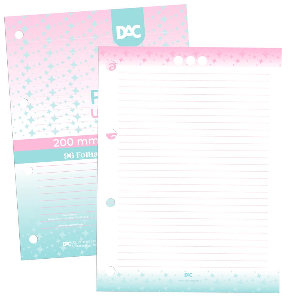 Refil De Folhas Para Fichário Universitário Rosa E Verde