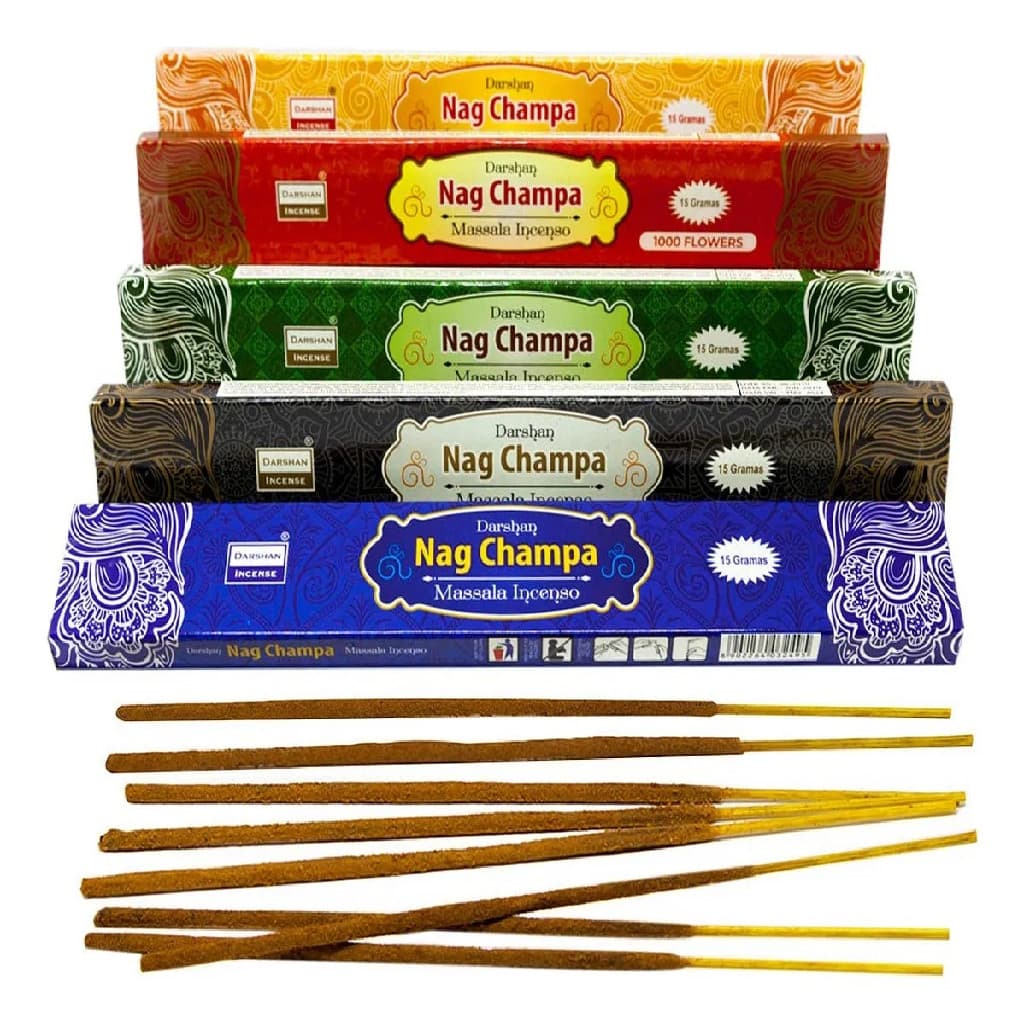 Kit Incenso Darshan Massala Nag Champa 50 Varetas Sortidos Sem Carvão