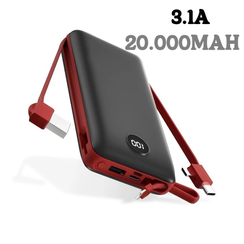 Power Bank Carregador Portátil 20.000mAh Digital compatível com iPhone e Samsung