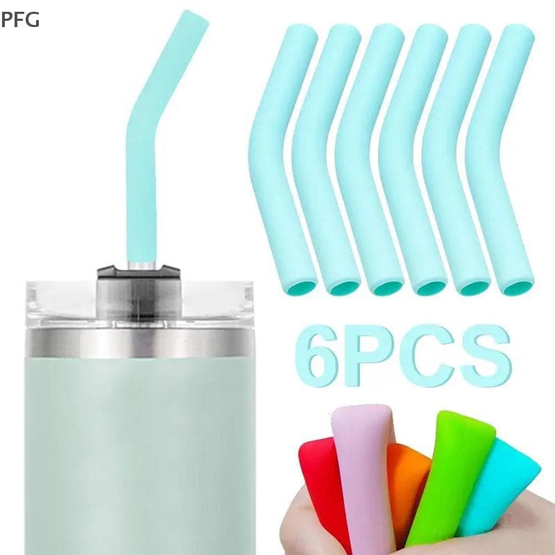 PFG 6 Pçs/Set Capas De Palha De Silicone Macio Canudos Dicas Adequadas Para Bicos Aço Inoxidável Reutilizáveis De 9mm De
