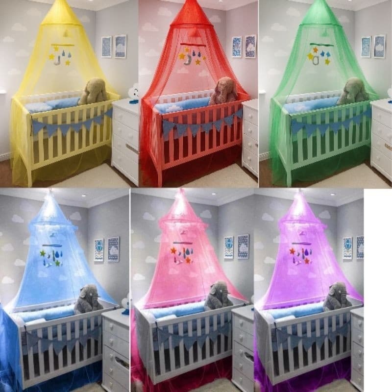 Mosquiteiro Teto Berço de Renda Proteção Contra Mosquitos e Insetos, Cobrindo todo o Berço, C/Elástico em volta da Saia