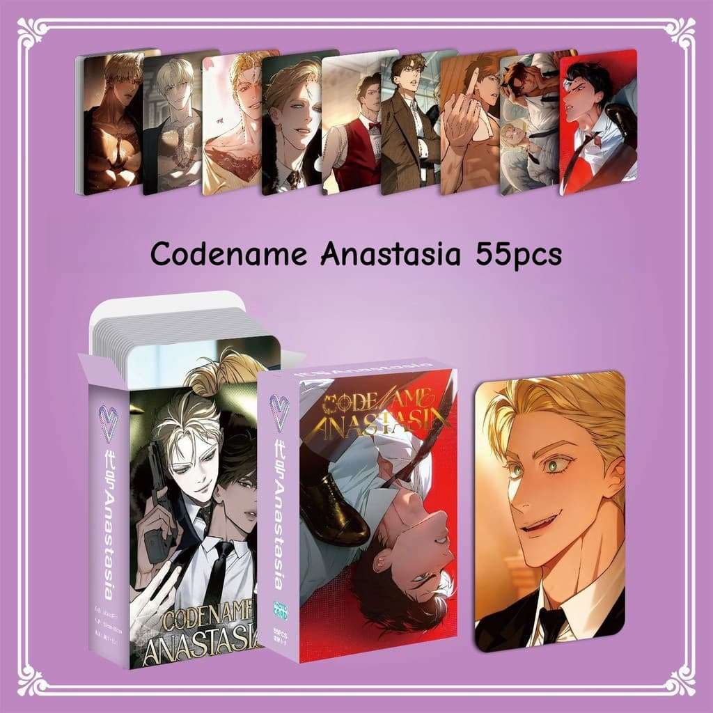 50-55pcs Manga Manhwa Codenome Anastasia‌ Cartões Lomo Laser Dumb Husky E Seu Gato Branco Shizun Fotográficos Holográfic