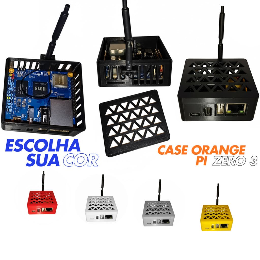 Case Para Orange Pi Zero 3 Com Suporte Antena Wifi e Bluetooth