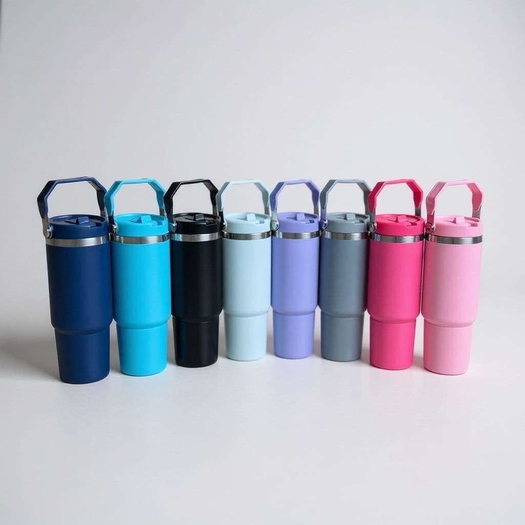 Garrafa Térmica 900ML Com Bico Com Alça Flip Tumbl Aço Inoxidável Academia Trabalho