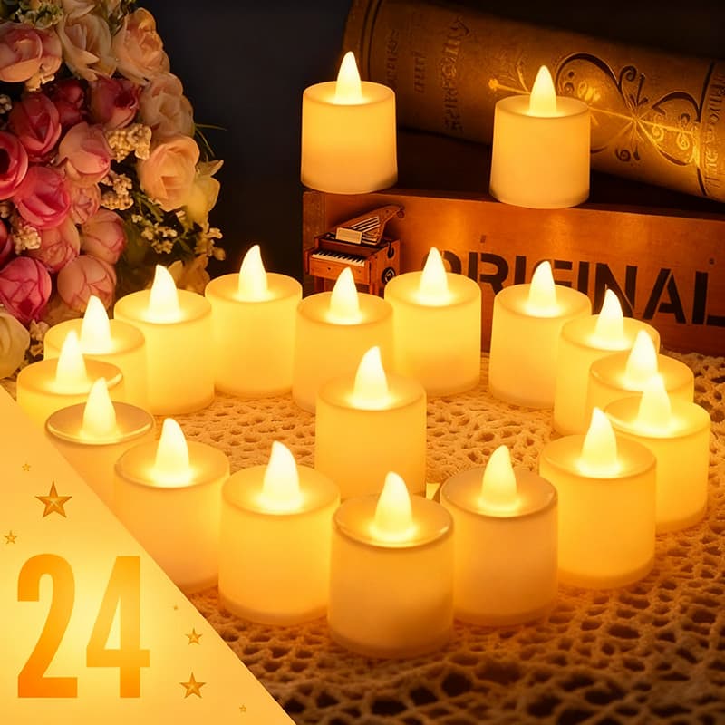 Kit 24 Velas Eletrônicas LED Luz Amarela Para  Casamento Festa Eventos Decoração De Casa Decoração Eventos Namorados