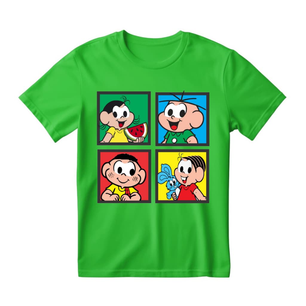 Camiseta camisa blusa Adulto e Infantil Turma da Mônica 100% Algodão