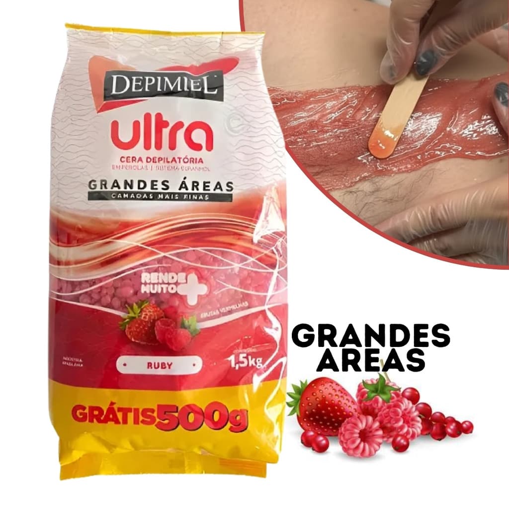 Leve 1,5kg Pague 1kg Cera Depilatória Ultra Ruby Frutas Vermelhas Depimiel Perolas Sistema Espanhol