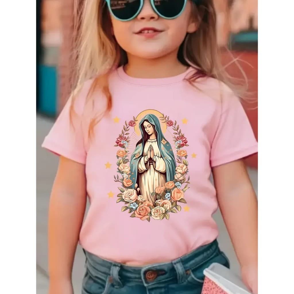 camiseta Unissex Blusa Camisa Infantil Católica VIRGEM DE GUADALUPE moda infantil