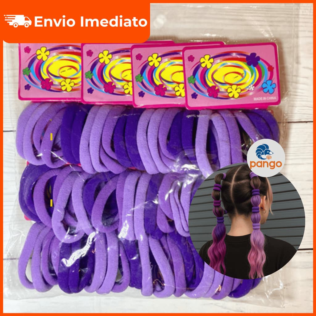 Kit Rabico de Cabelo Trend Roxo Lilás Xuxinha Colorida Elástico