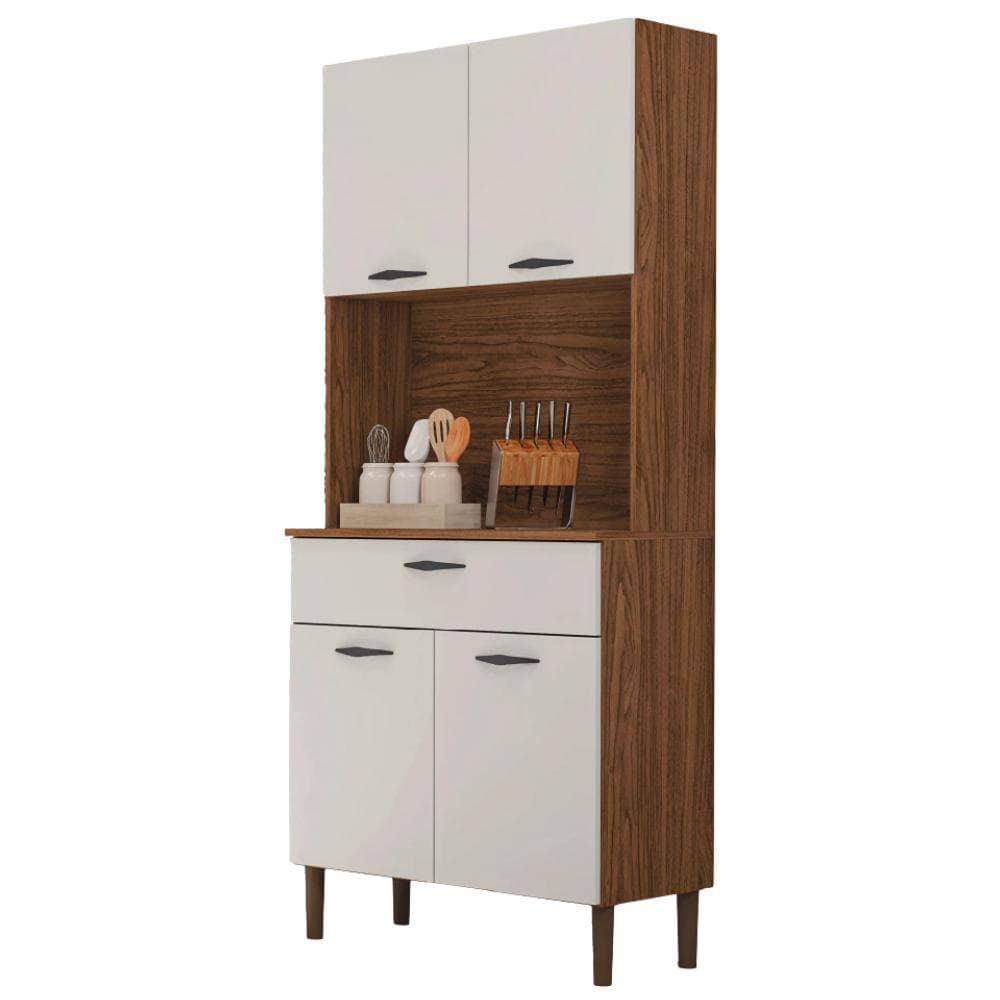 Armário de Cozinha Completa 4 Portas 1 Gaveta Cris Nogueira / Off White Kit's Paraná