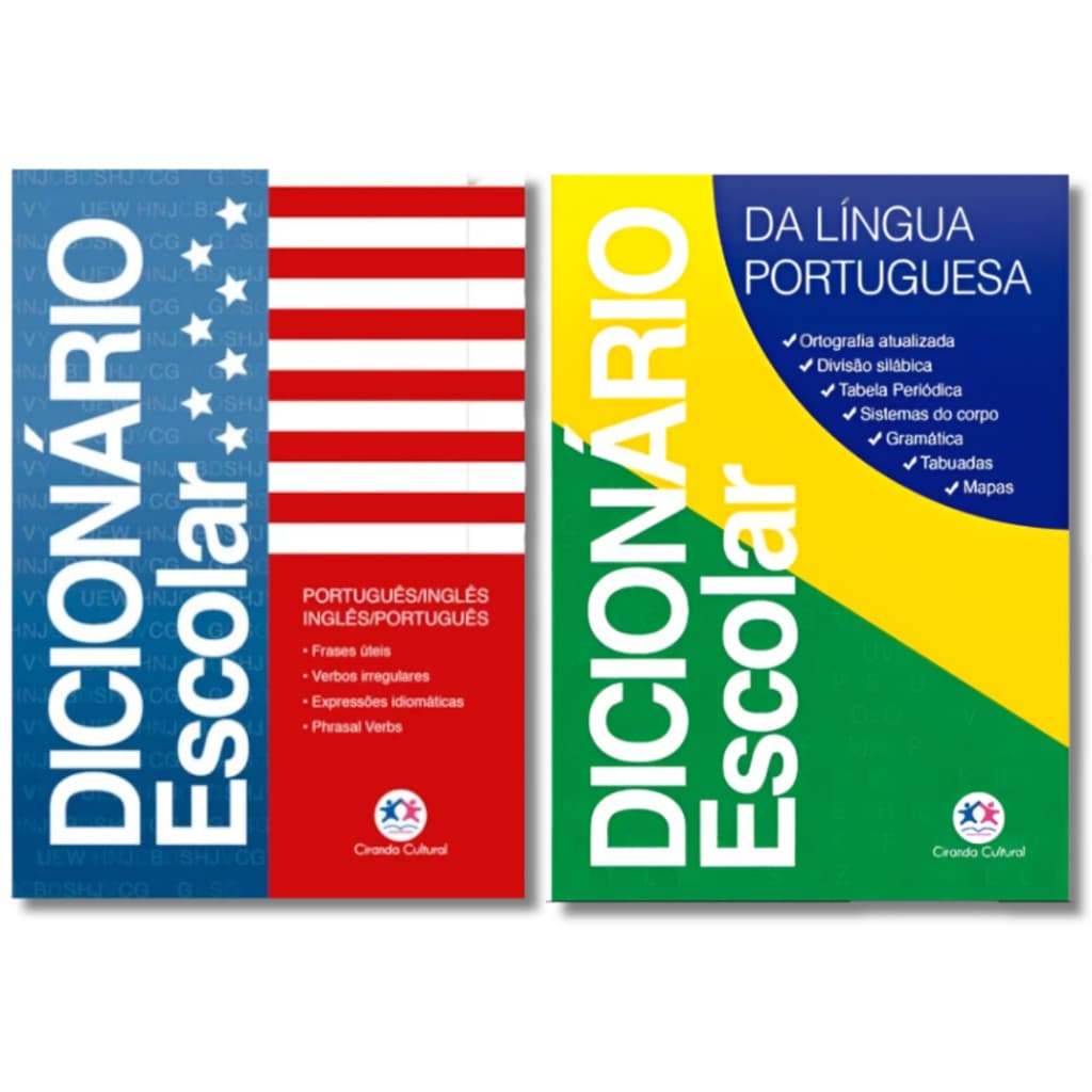 Dicionário Escolar Inglês + Dicionário Escolar Da Língua Portuguesa - Mais de 35.000 Verbetes - Didático