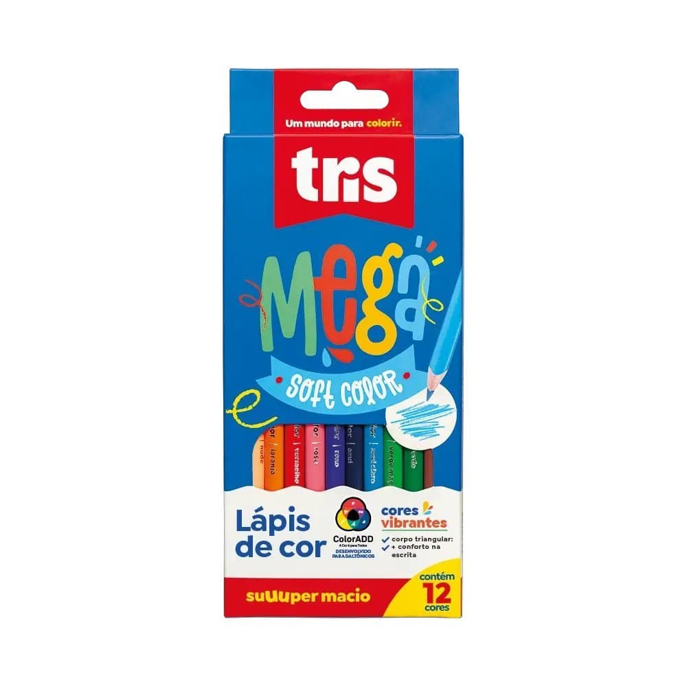 Lápis de Cor Tris Mega Softcolor 12 cores