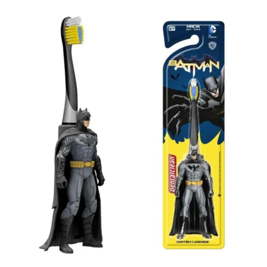 Escova Dente Infantil Batman 3d - Para Criança - Super Macia - Boneco 3D - A Partir de 3 Anos