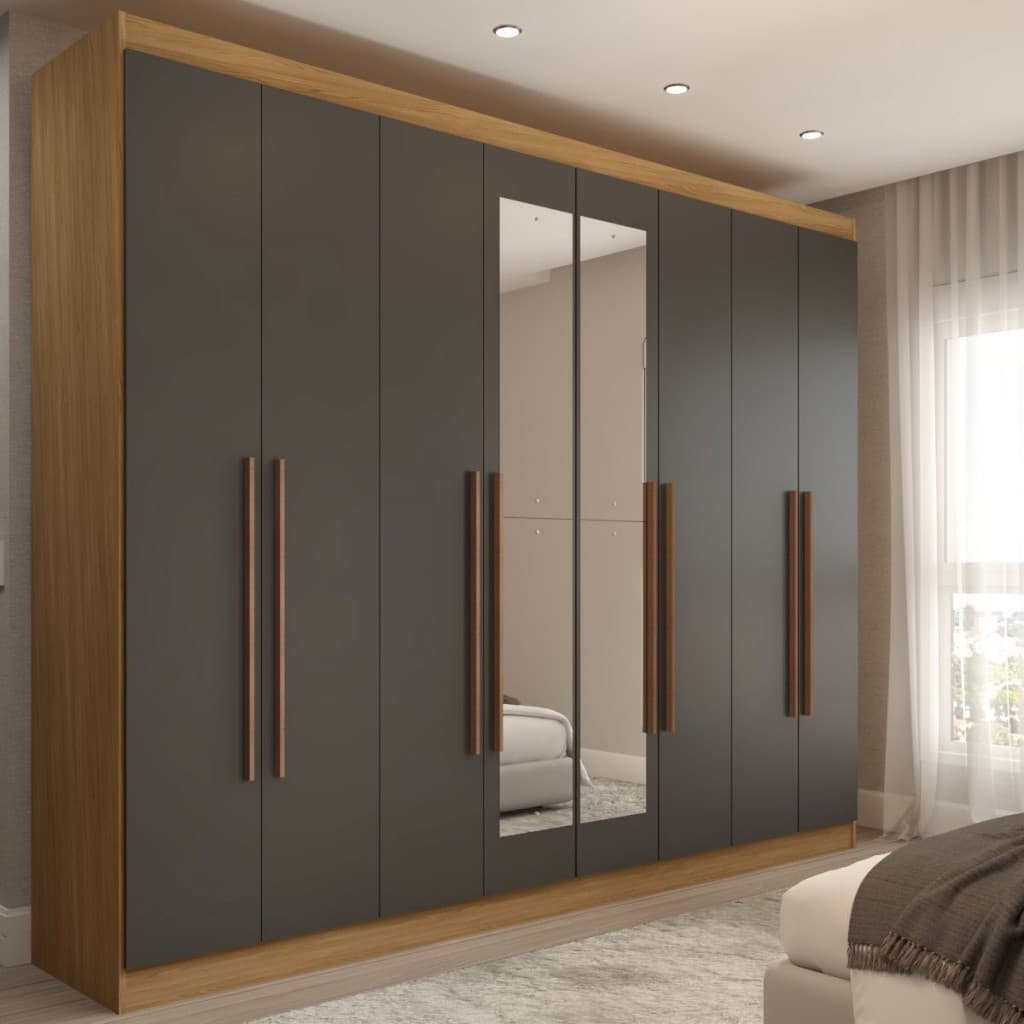 Guarda-Roupa Casal Ele e Ela 8 Portas 4 Gavetas com Espelho - Panorama Móveis