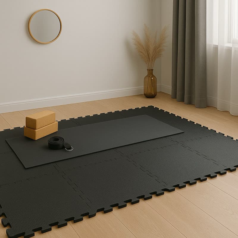 Kit Tapete Tatame Eva Premium Academia Crossfit Yoga Artes Marciais Preto 50x50CM 1CM