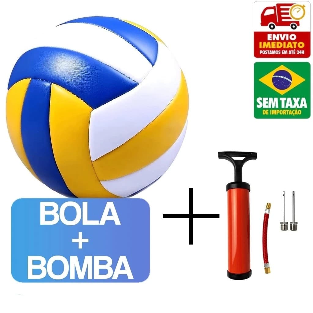 Kit De 1 a 5 Bola de Vôlei Profissional 22cm + Bomba de Ar – Para Quadra e Praia, Costurada à Mão