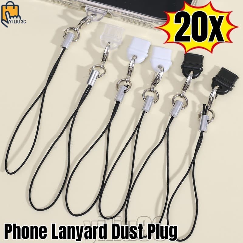 20 Unidades De Protetores Contra Poeira Para Telefone Tipo C Com Cordão-Plugue Antipoeira-Pingente De DIY-À Prova De , D
