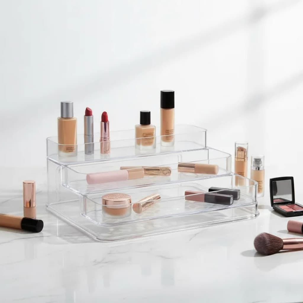 Organizador Acrílico Expositor Perfumes Maquiagem Cosméticos 3 Andares Multiuso Acrílico Prateleira