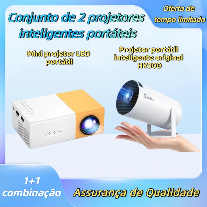 Projetor HY300/YG300 Original Portátil Smart Android 11 4K Ultra HD HDMI Wifi Bluetooth Alto Falante Embutido