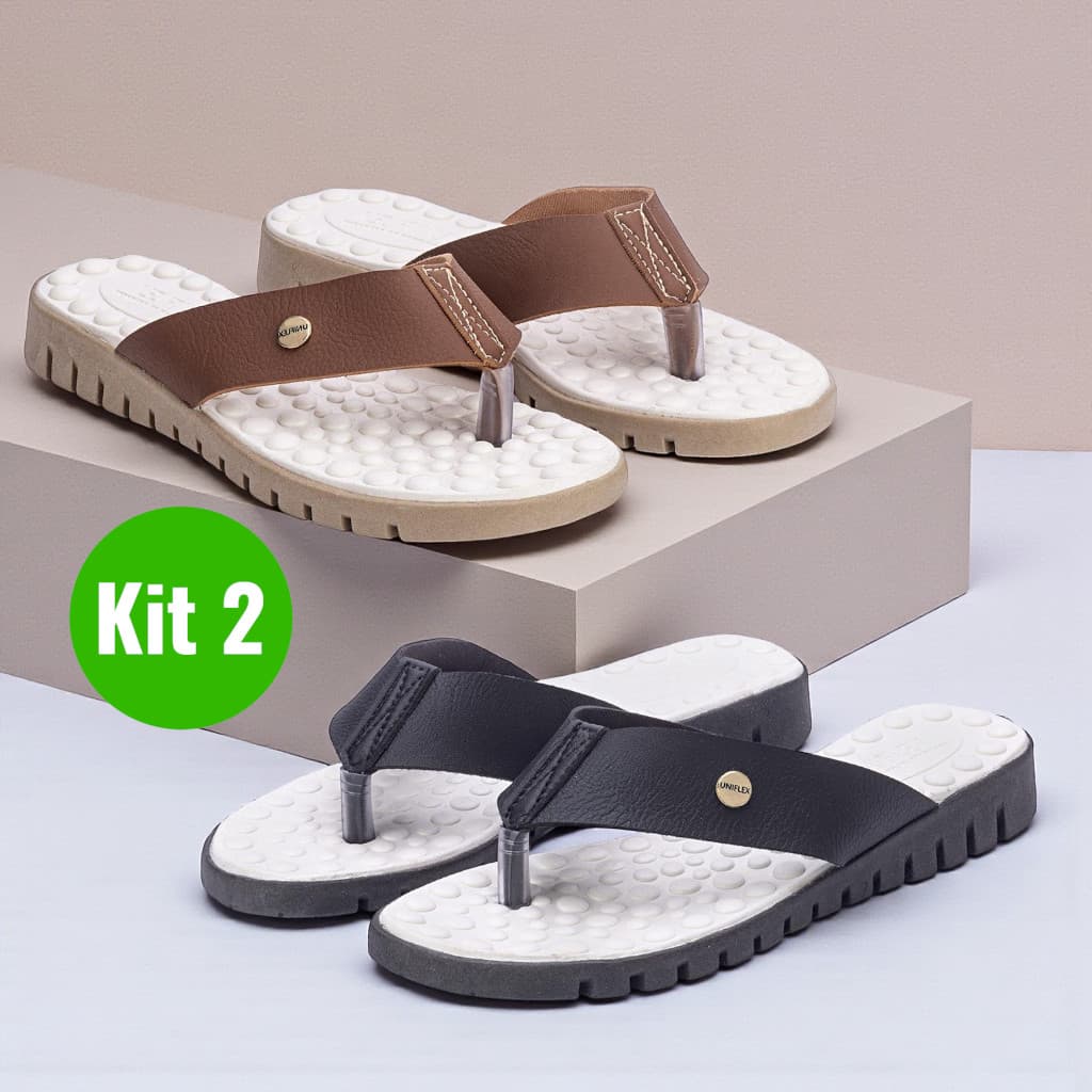 Kit 2 Pares Chinelo Ortopédico Feminino Sandália Massageadora Confortável Anatomica