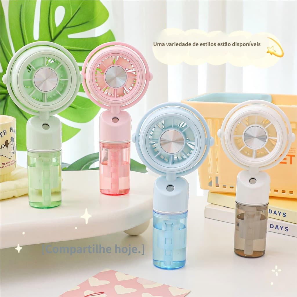 Ventilador Portátil Mini Spray Air Cooler USB Umidificador De Resfriamento Recarregável