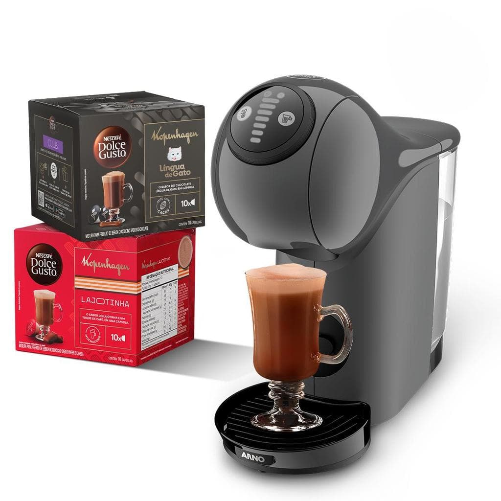 Kit Cafeteira Dolce Gusto Genio S Basic Grafite + Bebidas Kopenhagen